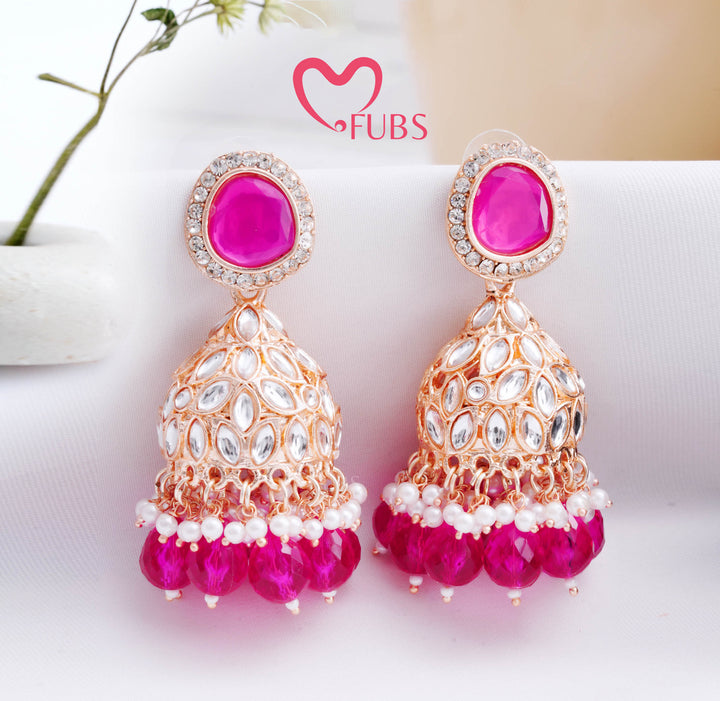 Golden Festive Majestic Kundan Charm Jhumka