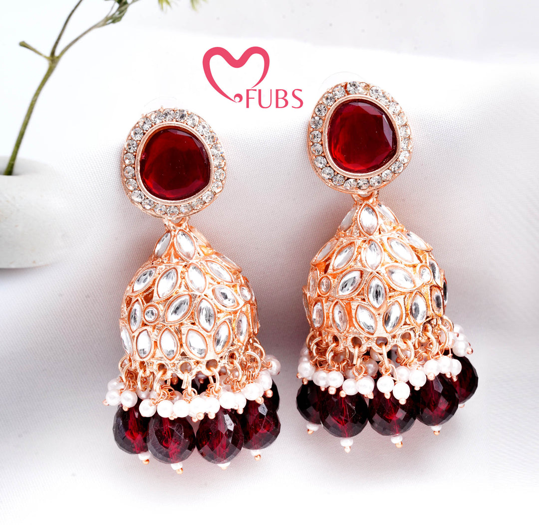 Golden Festive Majestic Kundan Charm Jhumka