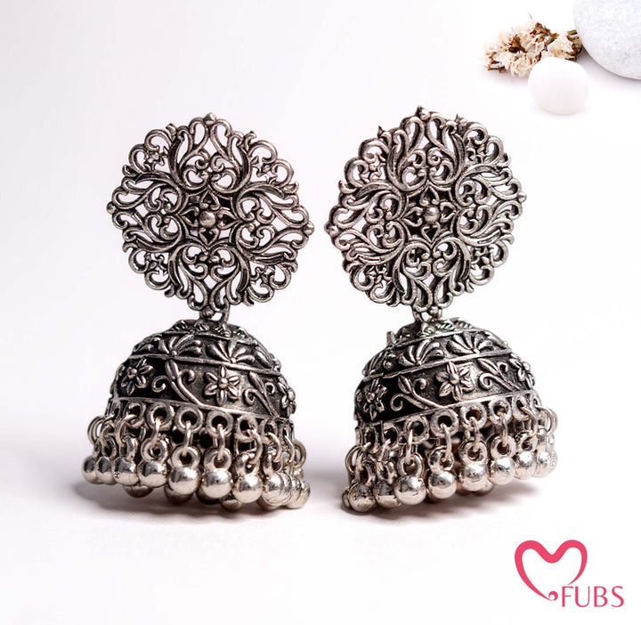 Floral Filigree Jhumka Earrings