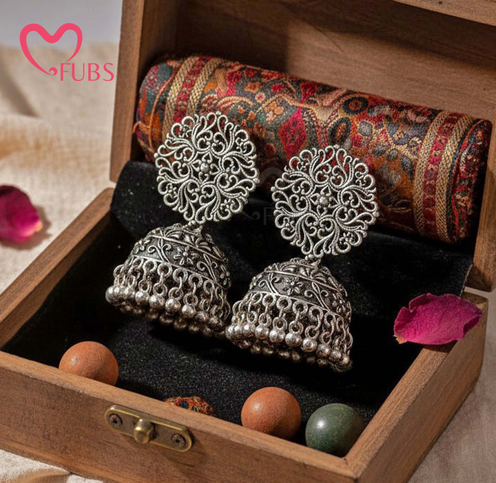 Floral Filigree Jhumka Earrings
