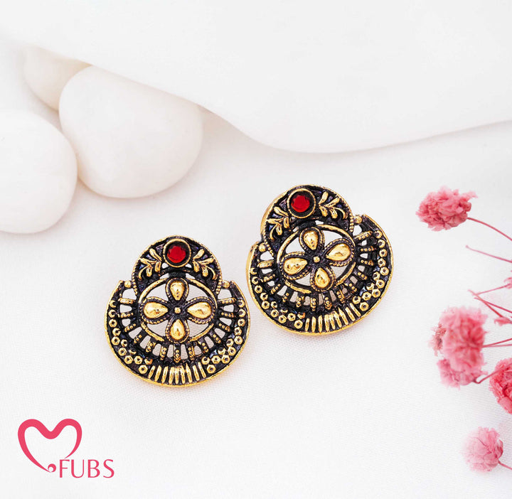 Filigree Floral Statement Studs (Oxidised Gold)