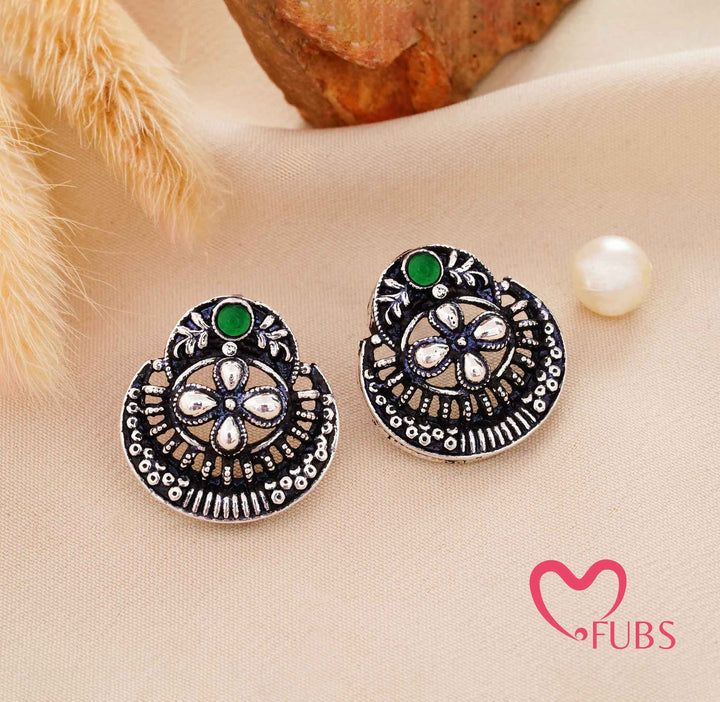 Filigree Floral Statement Studs (Oxidised)