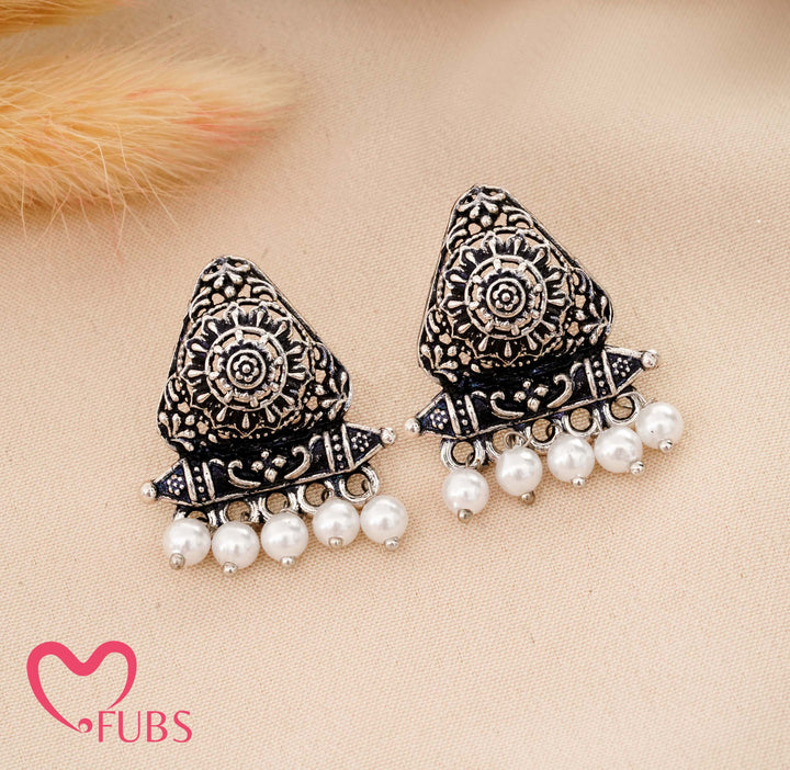 Traditional Faux Pearl Earrings (Silver)