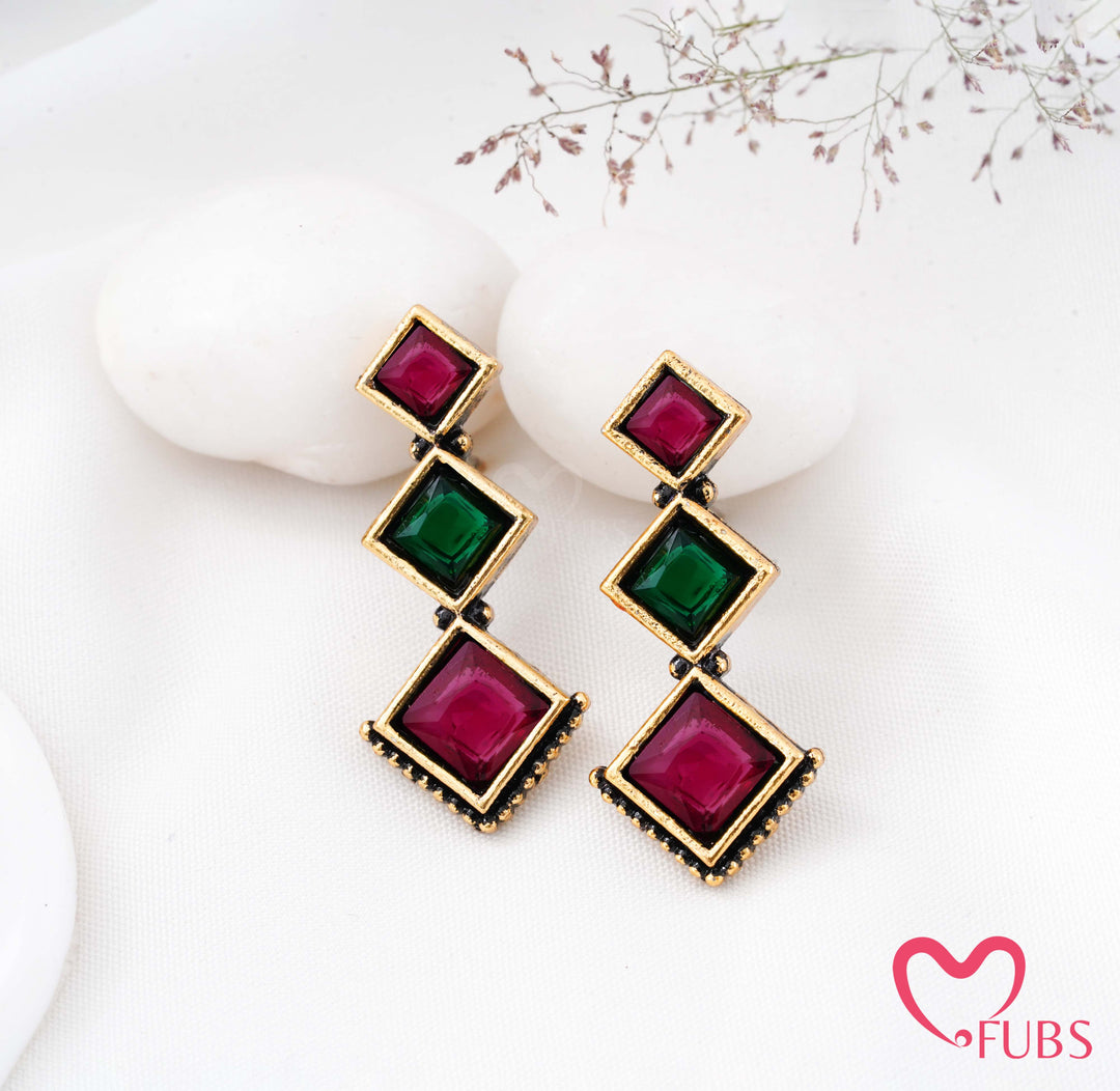 Royal Square Earrings (Golden)