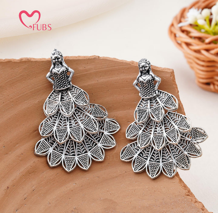 Antique Oxidized Finish Doll Earrings