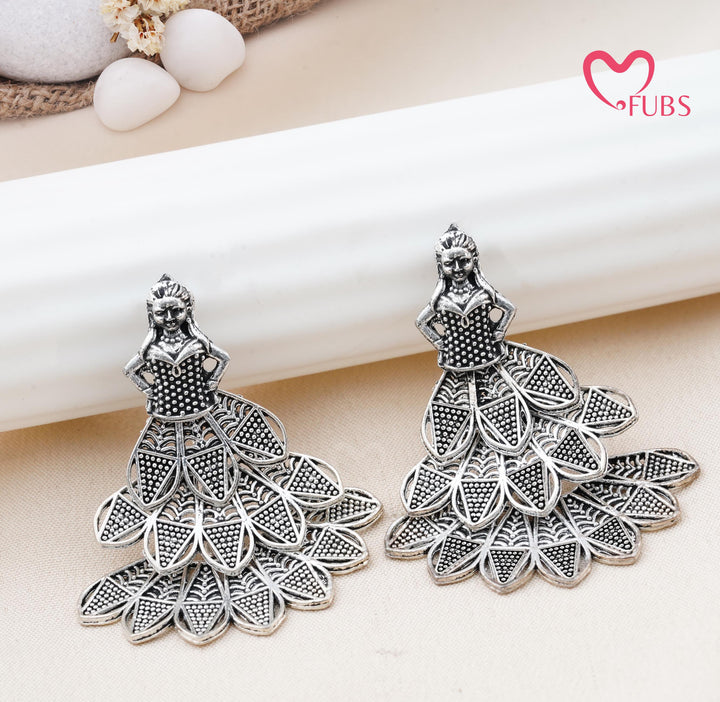 Antique Oxidized Finish Doll Earrings