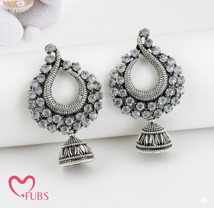 Ethereal Dewdrop Oxidized Jhumkas