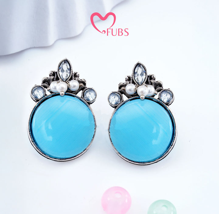 Oxidized Azure Stud Earrings