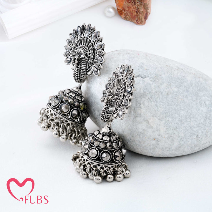 Handcrafted Oxidized Tiered Petal Statement Earrings