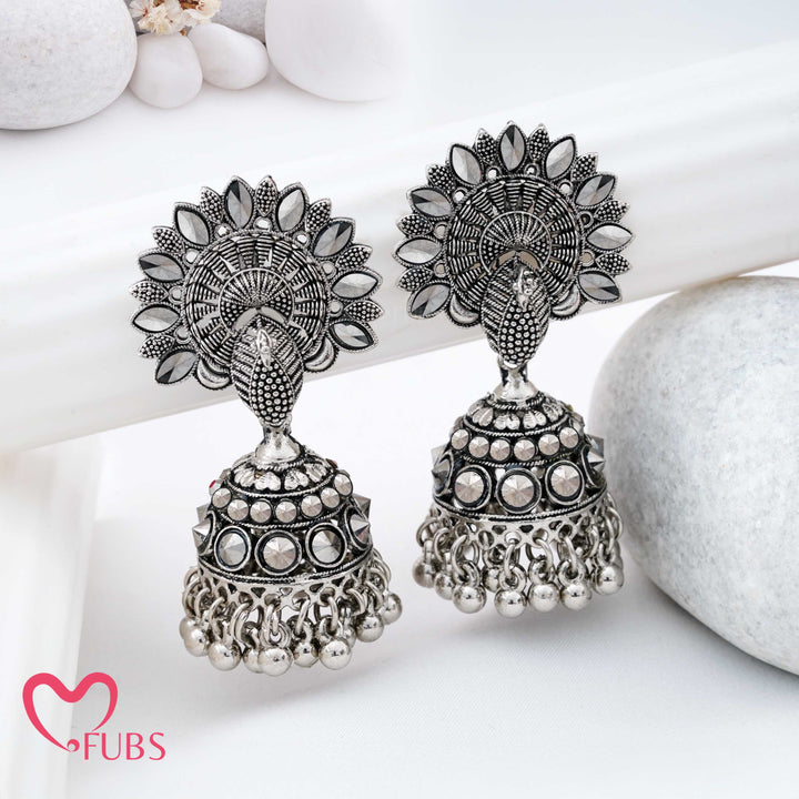 Handcrafted Oxidized Tiered Petal Statement Earrings