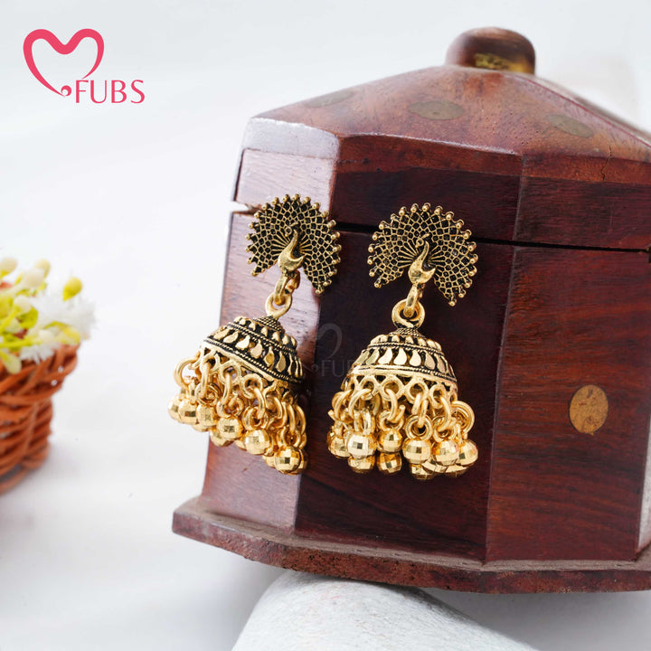 Antique Peacock Stud Heritage Jhumka