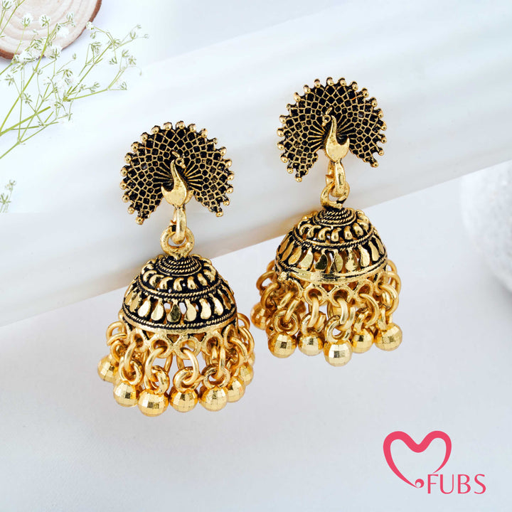 Antique Peacock Stud Heritage Jhumka