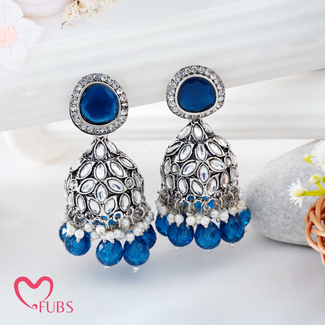 Ornate Jhumka Earrings with Pearl Clusters