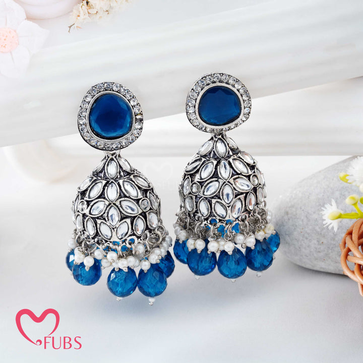 Ornate Jhumka Earrings with Pearl Clusters