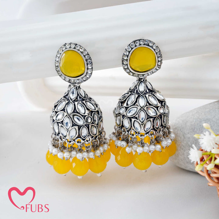 Ornate Jhumka Earrings with Pearl Clusters