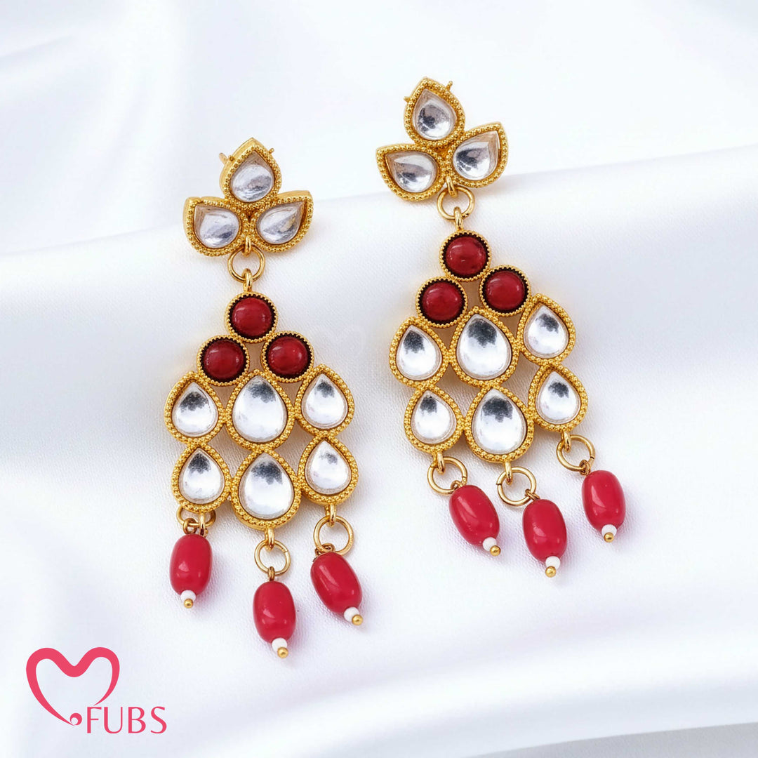 Traditional Earrings with Floral and Beaded Detailing