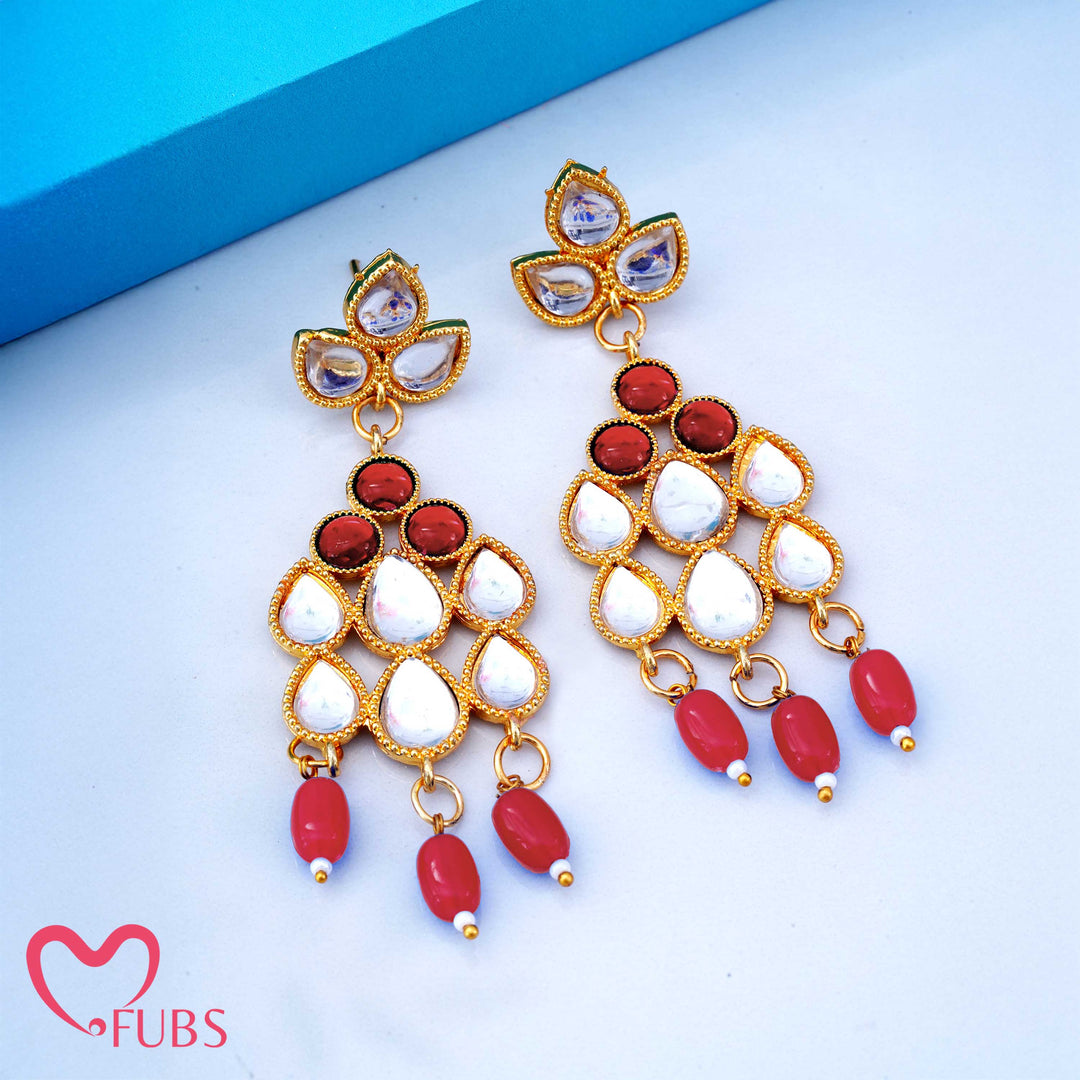 Traditional Earrings with Floral and Beaded Detailing