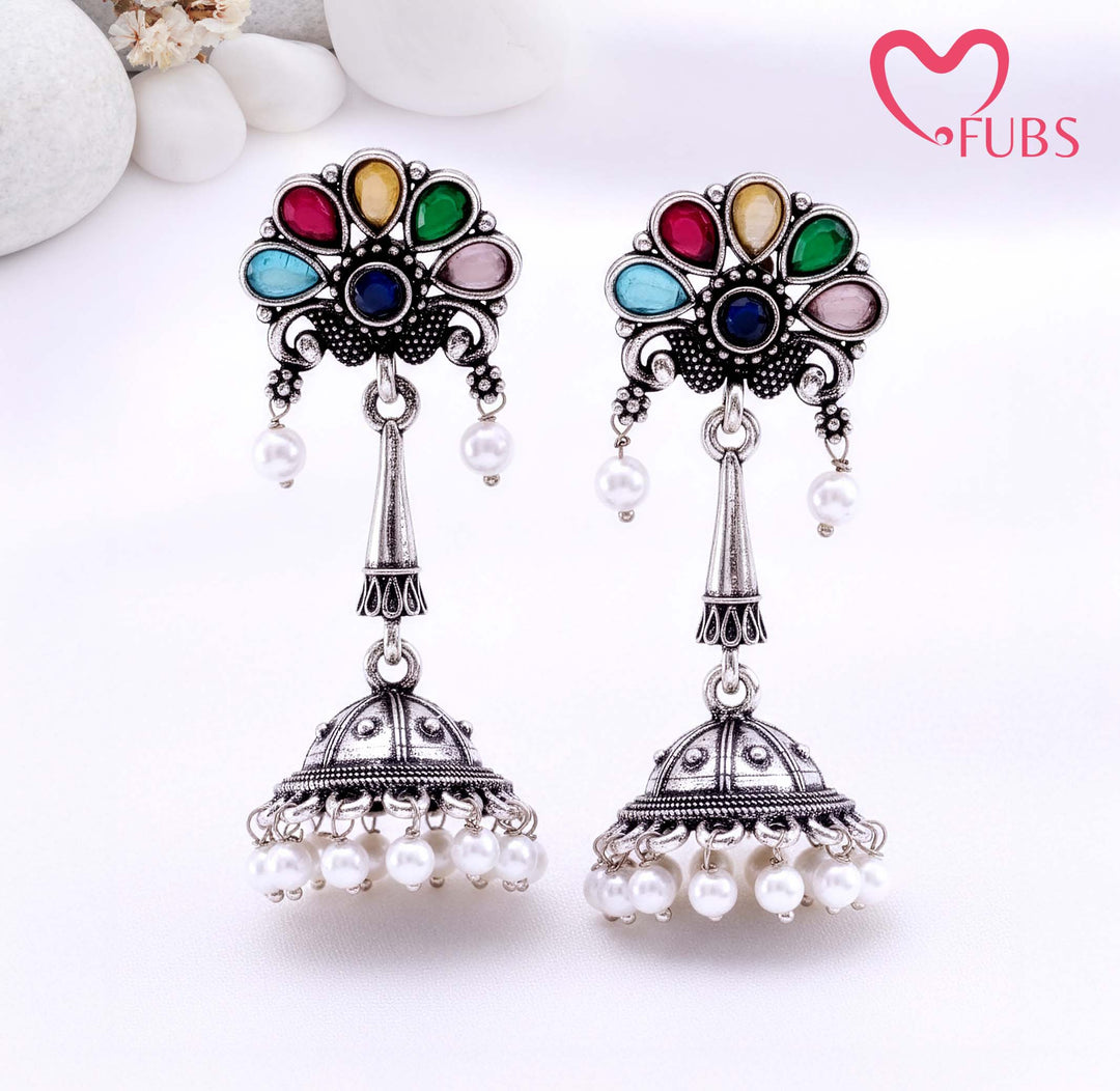 Long Drop Peacock Jhumka Earrings