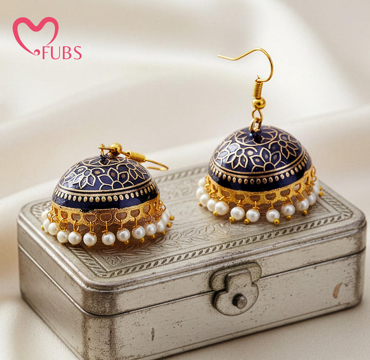 Handcrafted Jhumka Earrings with Pearl Accents