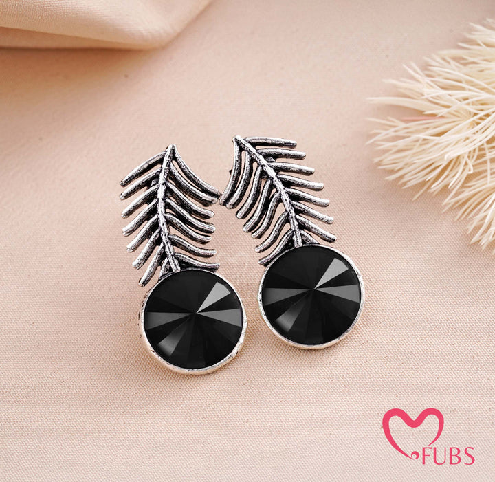 Elegant Leaf and Gemstone Earrings