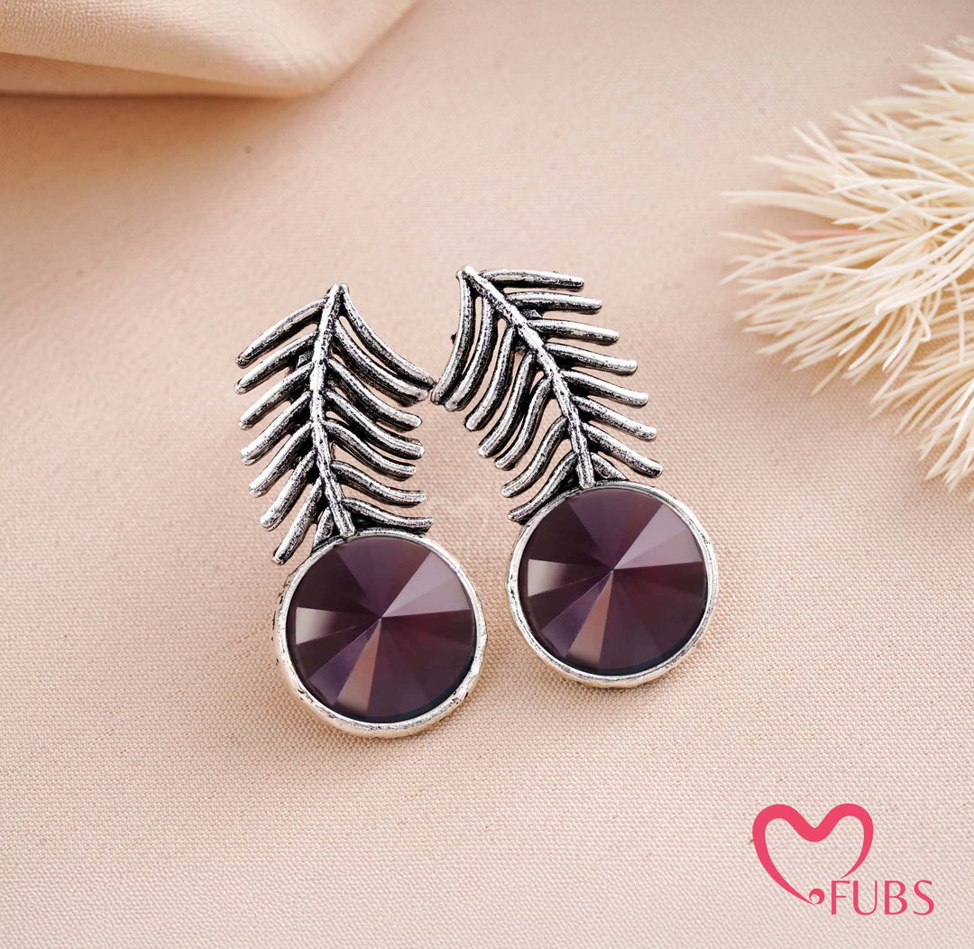 Elegant Leaf and Gemstone Earrings