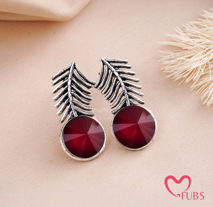 Elegant Leaf and Gemstone Earrings