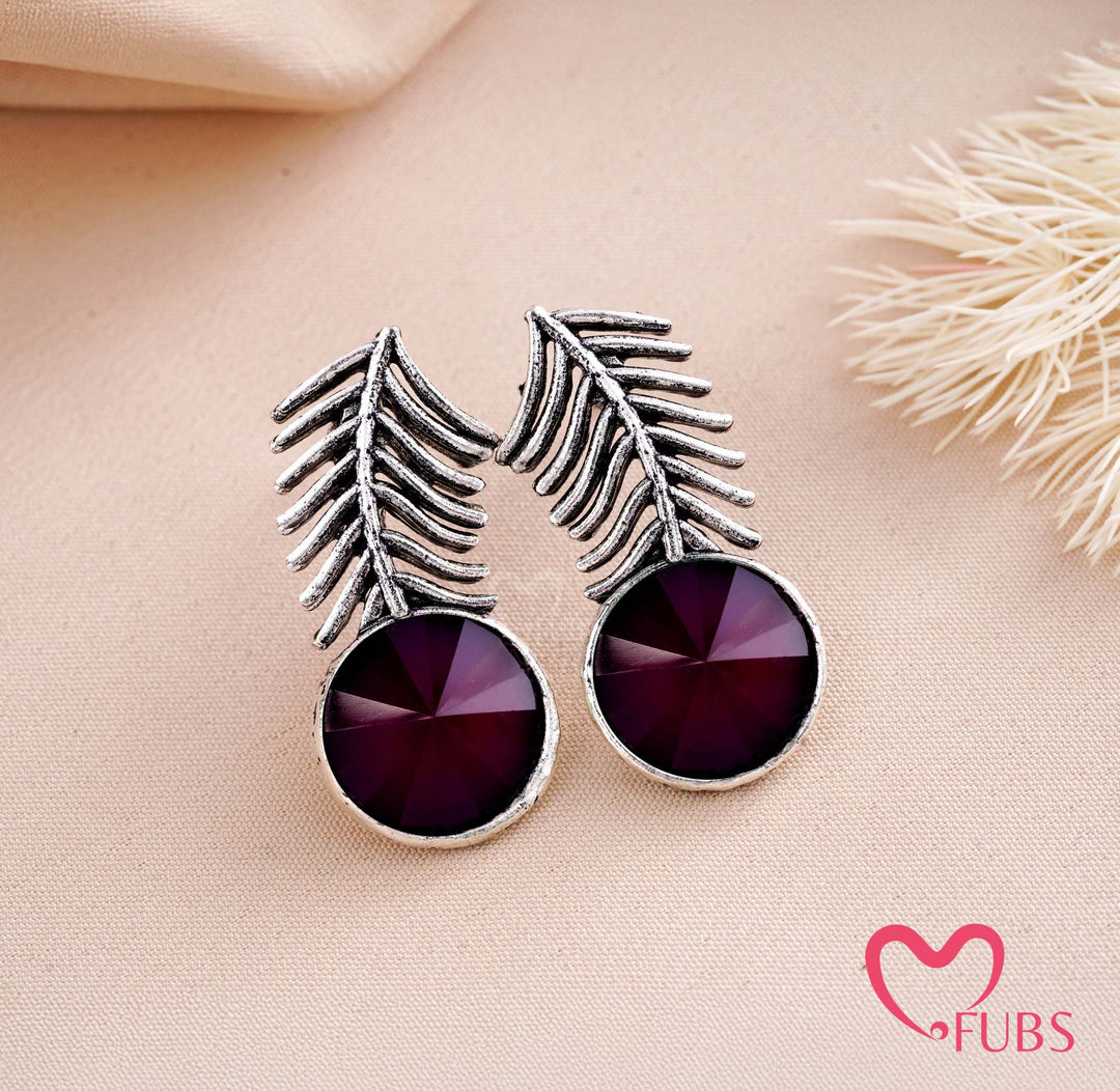 Elegant Leaf and Gemstone Earrings