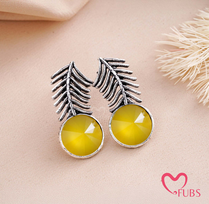 Elegant Leaf and Gemstone Earrings