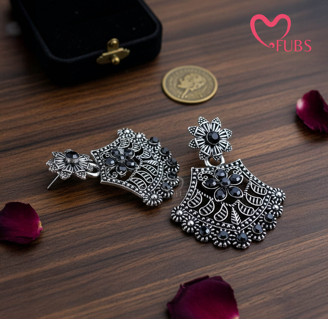 Ornate Floral and Leaf Earrings