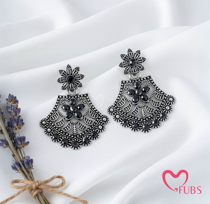 Ornate Floral and Leaf Earrings