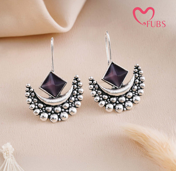 Elegant Crescent Gemstone Earrings