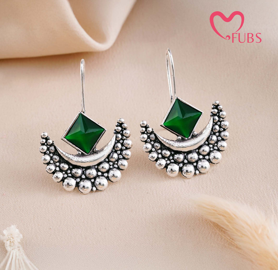 Elegant Crescent Gemstone Earrings