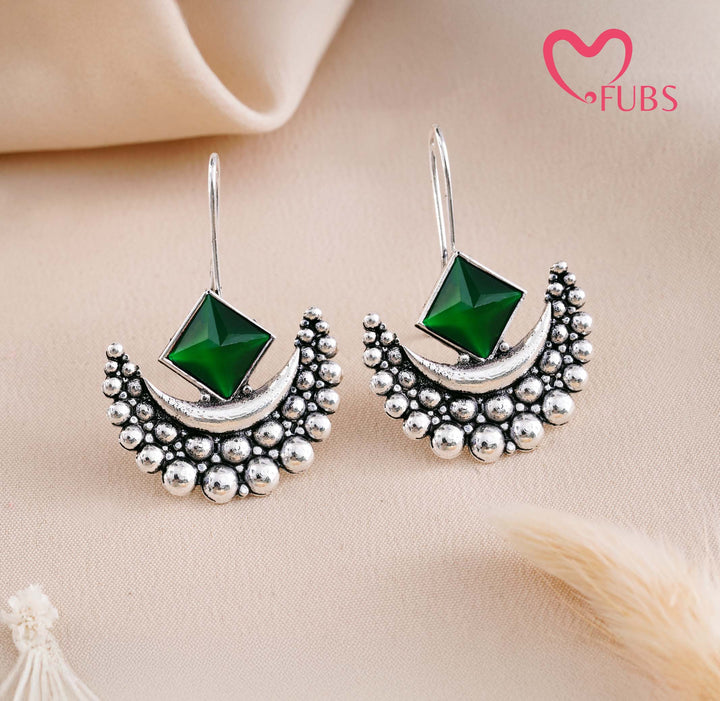 Elegant Crescent Gemstone Earrings
