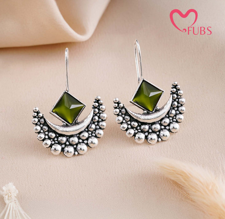 Elegant Crescent Gemstone Earrings