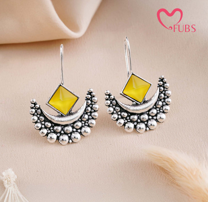 Elegant Crescent Gemstone Earrings