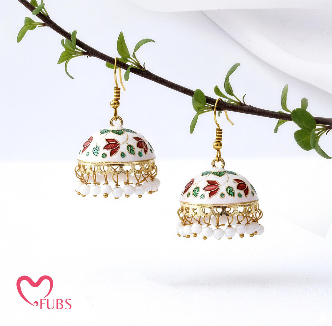 Dome Floral Earrings with Filigree & Bead Detailing