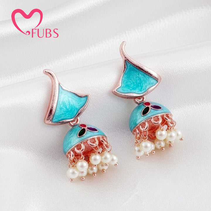 Turquoise Dome Earrings with Stones & Pearls