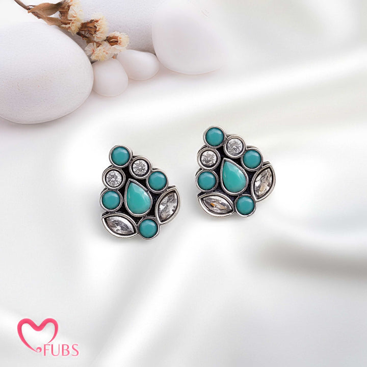 Stone-Studded Earrings with Symmetrical Design