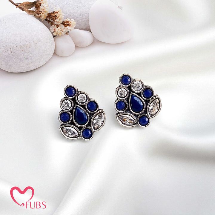Stone-Studded Earrings with Symmetrical Design