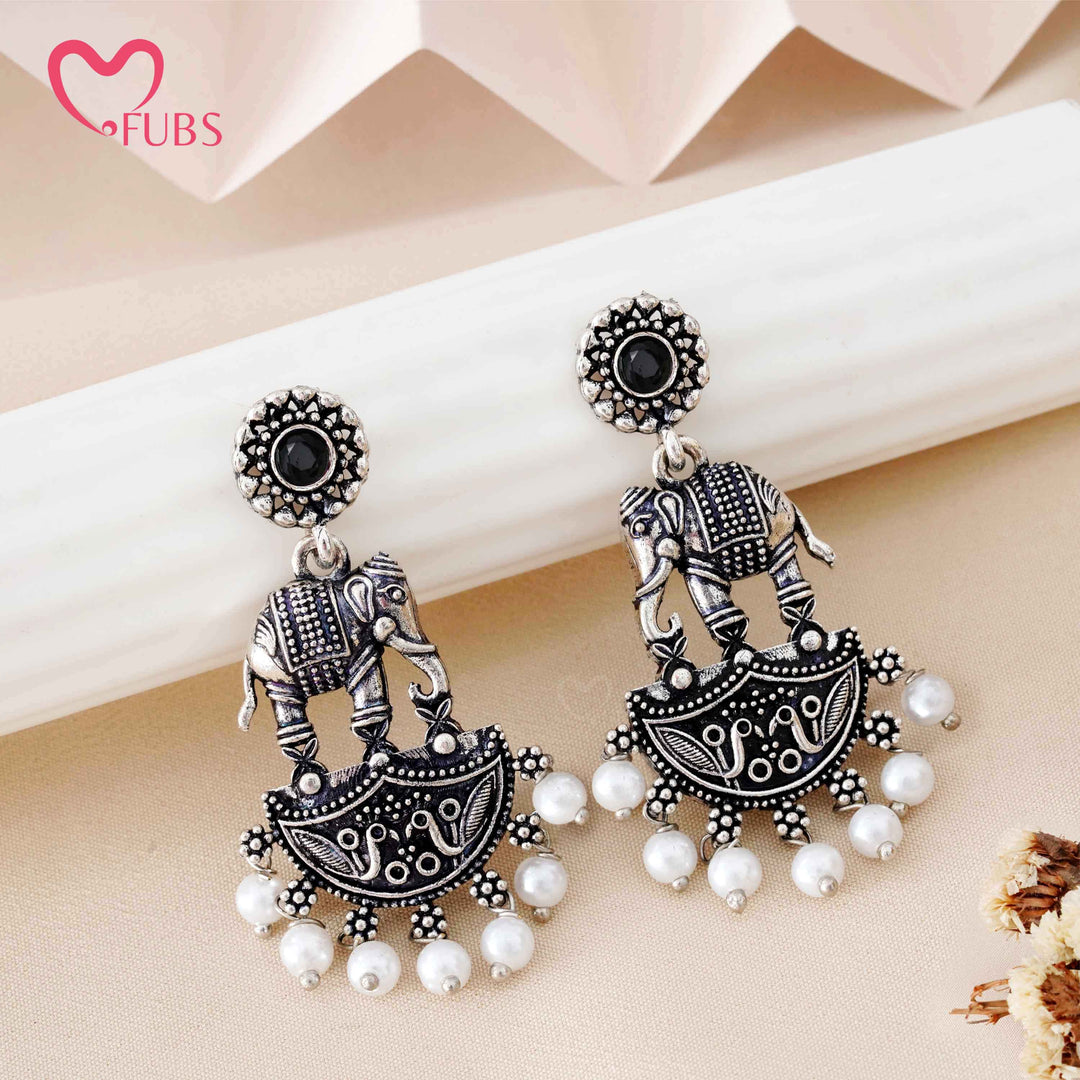 Elephant Motif Earrings with Ornate Detailing