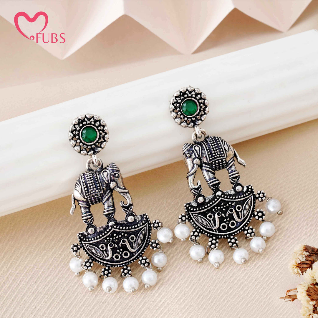 Elephant Motif Earrings with Ornate Detailing