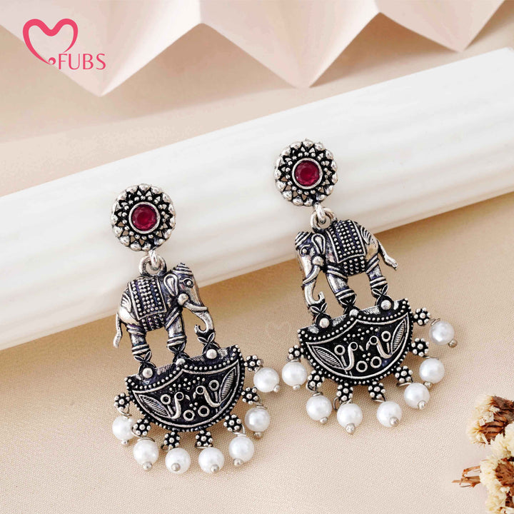 Elephant Motif Earrings with Ornate Detailing