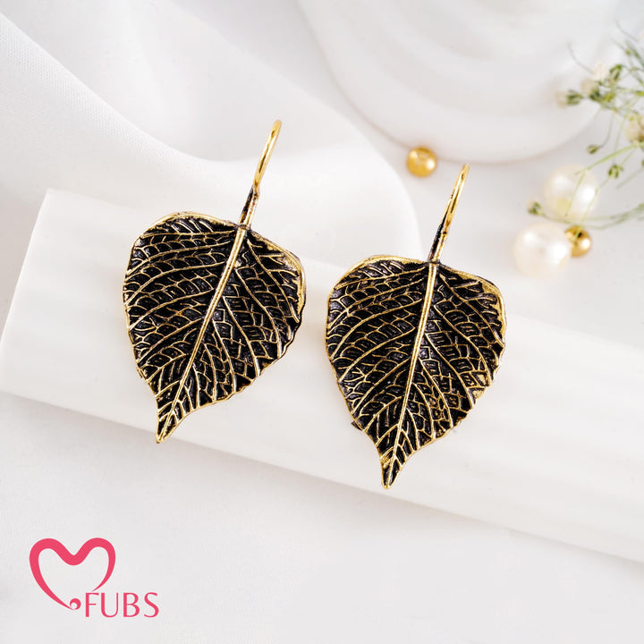 Leaf Motif Earrings with Intricate Vein Design