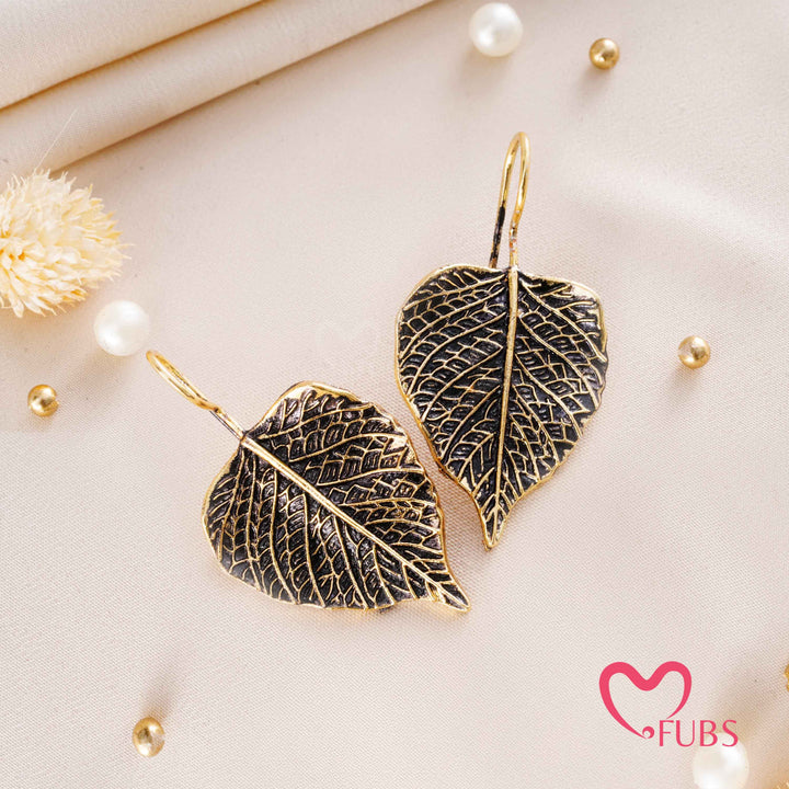 Leaf Motif Earrings with Intricate Vein Design
