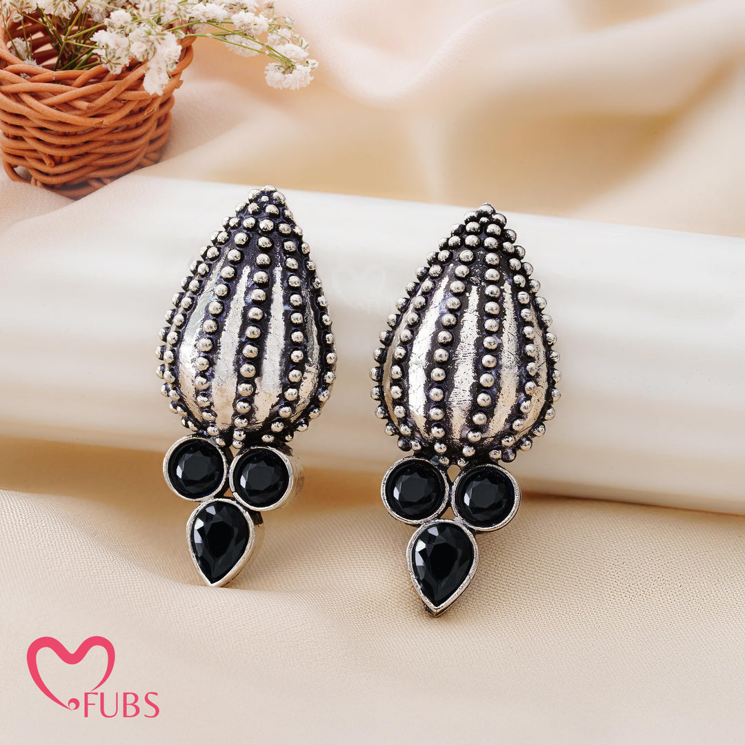 Teardrop Motif Earrings with Gemstone Detailing