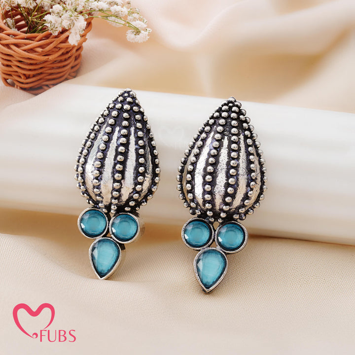 Teardrop Motif Earrings with Gemstone Detailing