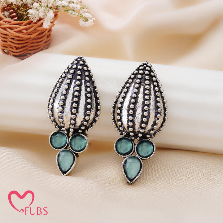 Teardrop Motif Earrings with Gemstone Detailing
