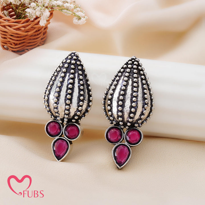 Teardrop Motif Earrings with Gemstone Detailing
