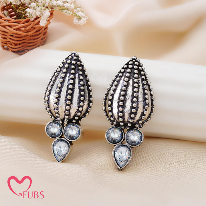 Teardrop Motif Earrings with Gemstone Detailing