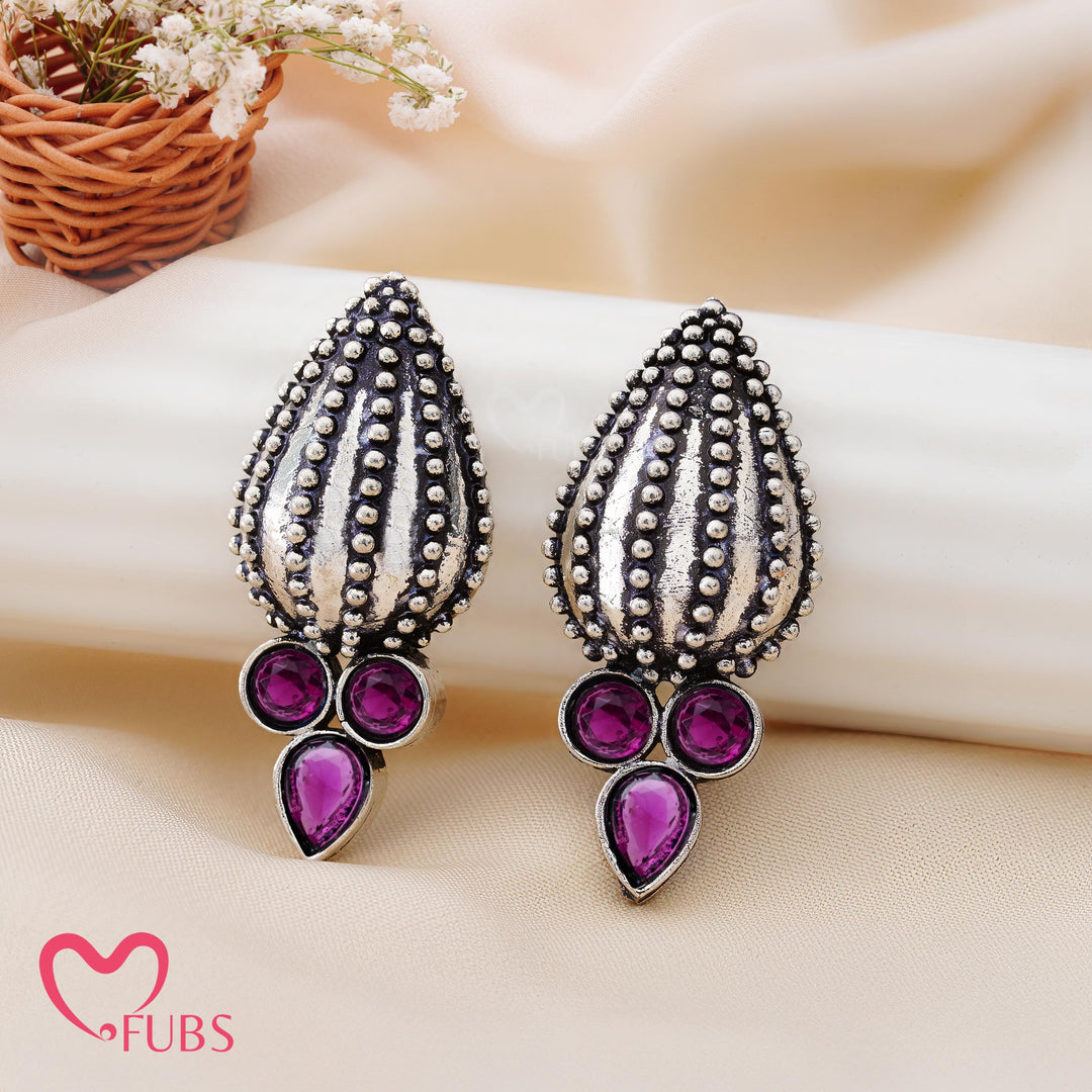 Teardrop Motif Earrings with Gemstone Detailing